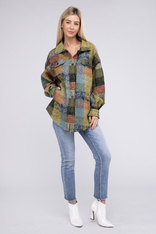 Loose Fit Buttoned Down Check Shirt Jacket Shacket choice of colors