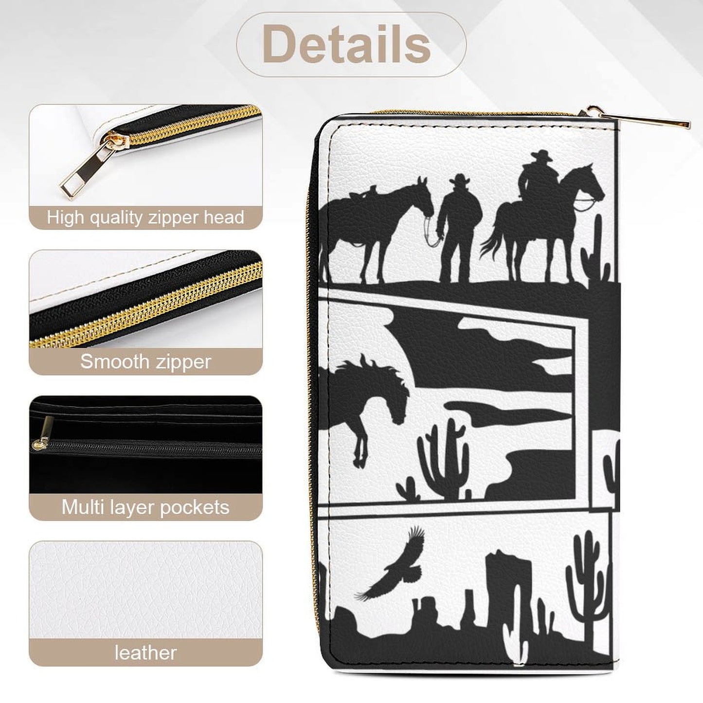 Black White Cowboy Scene Wallet