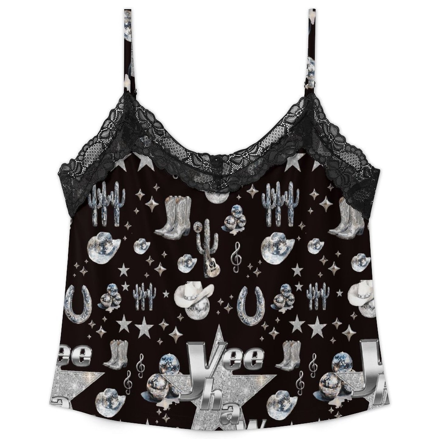Baha Ranch Yeehaw Rhinestone Cowgirl Lace Pajama Set