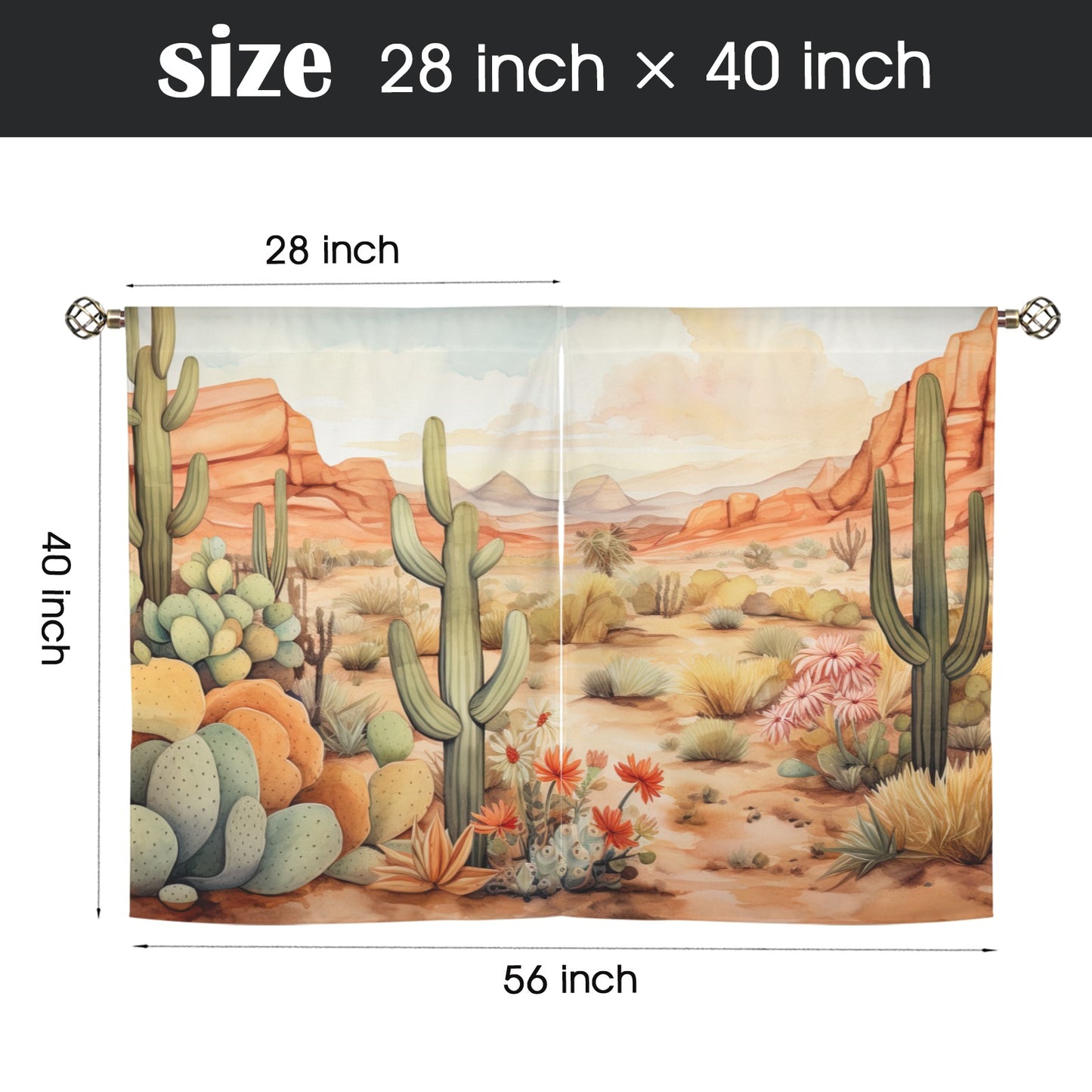 Watercolor Desert Curtains 28"x40" (2-Piece) Made in America