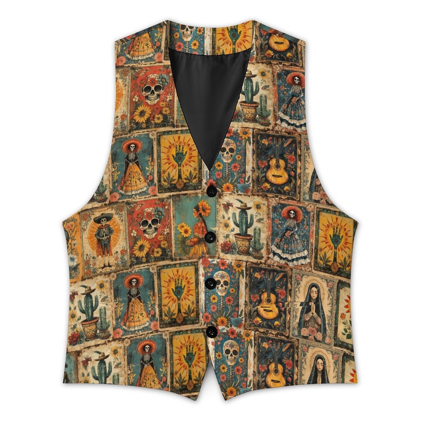 Baha Ranch Colores De Mexico Dia de los Muertes Men's Sleeveless Suit Vest