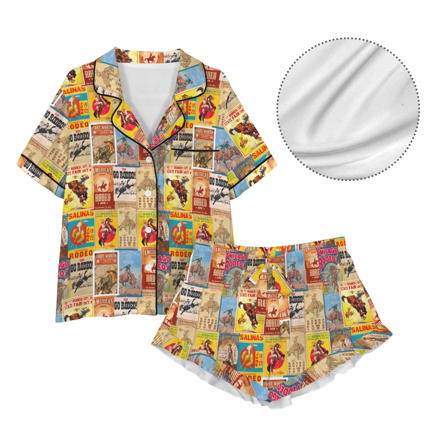 Vintage Rodeo Poster Satin Pajama Set