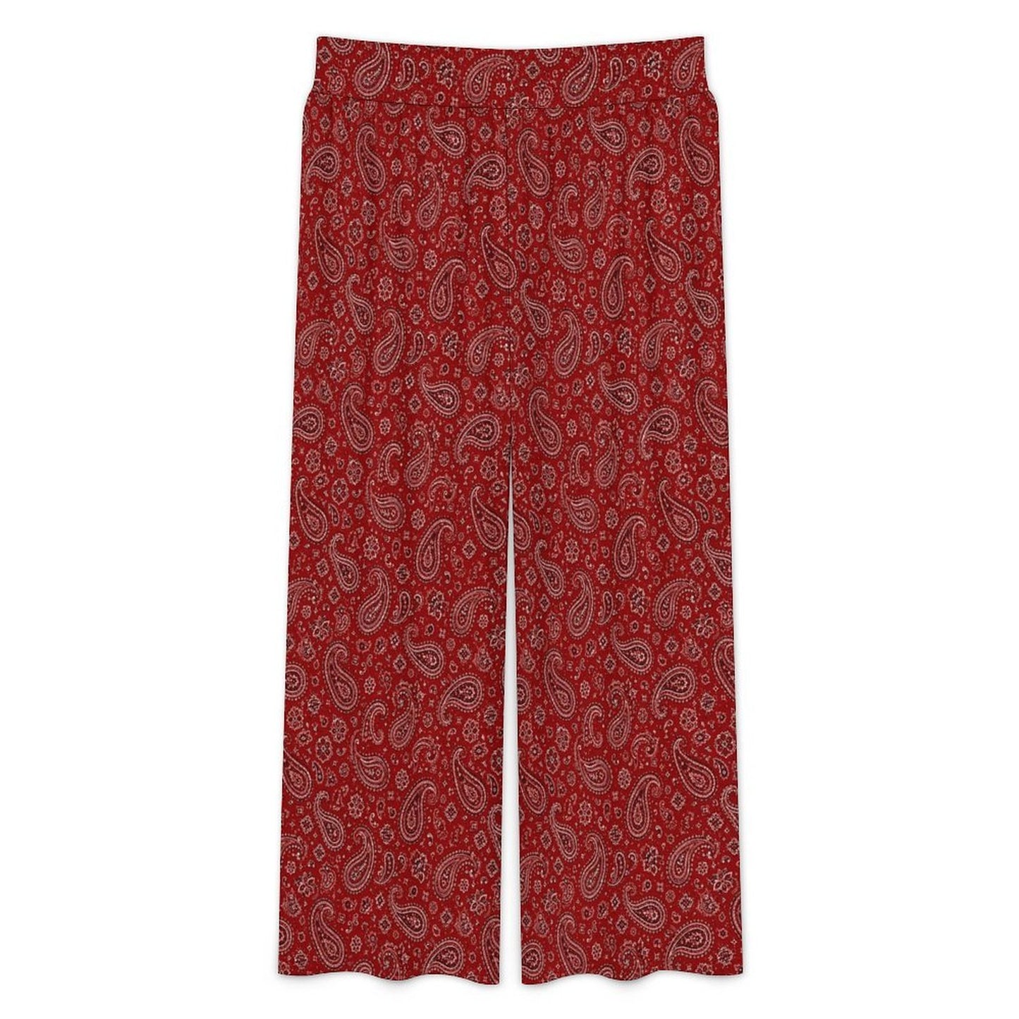 Baha Ranch Red Paisley Bandana Print High Waisted Wide Leg Pants