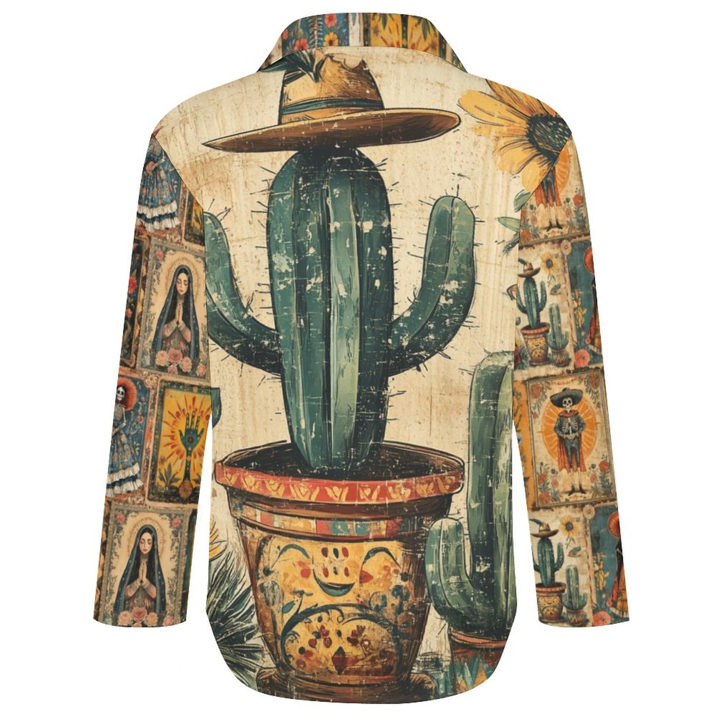Colores de Mexico Dia de los Muertos Button Up Blouse