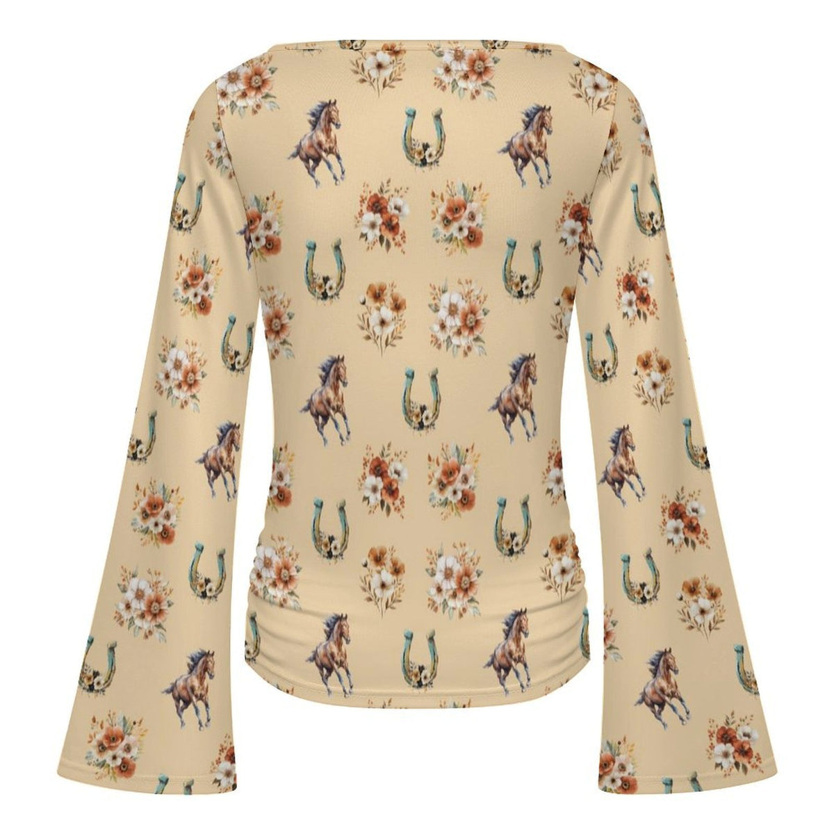 Baha Ranch Country GIrl Floral Flare Sleeve Top
