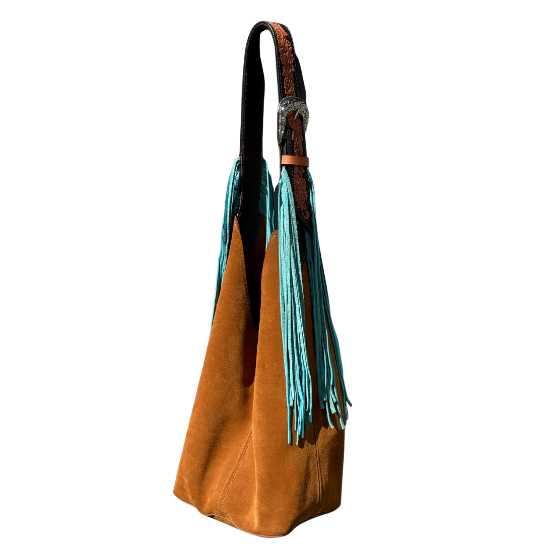 Alamo Saddlery Darlin Duo Bag- Toast with PTE BK Strap with Fringe