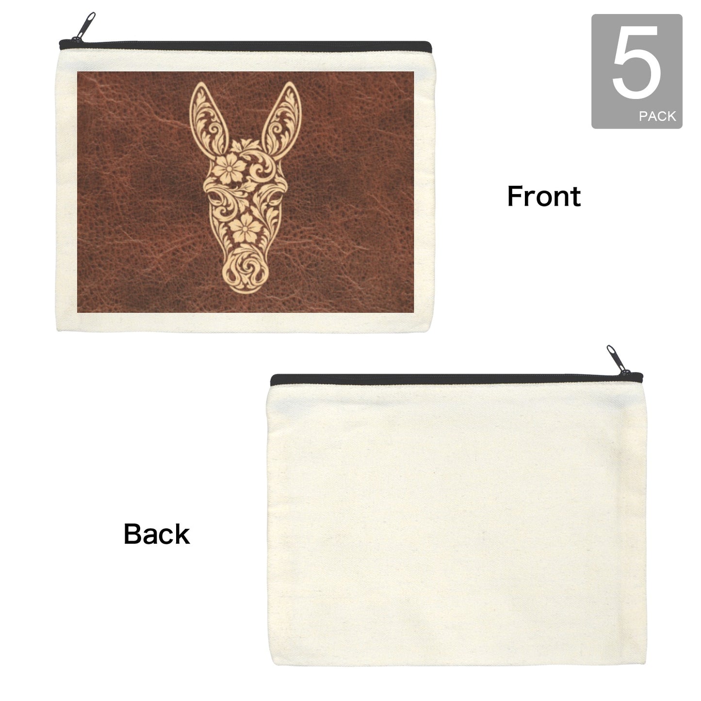 Tooled Donkey pack of of 5 bags Cosmetic Bag Made in America