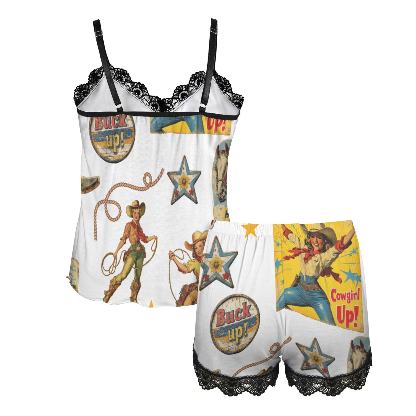 Vintage Cowgirl Collage Sleepwear Set