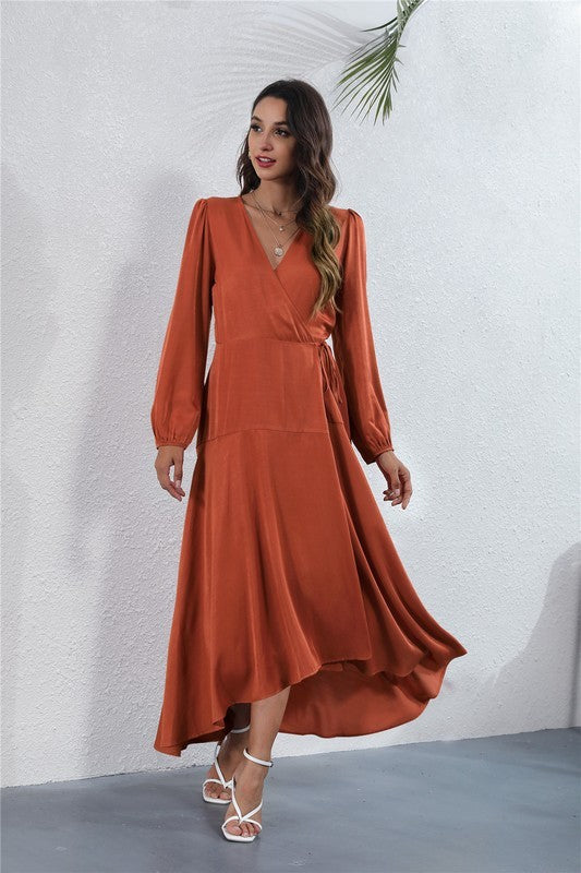 Women's V Neck Long Sleeve Maxi Dress choice of colors