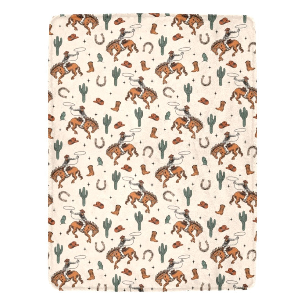 Rodeo Cowboy Throw Blanket Ultra-Soft Micro Fleece Blanket 60" x 80" Made in America