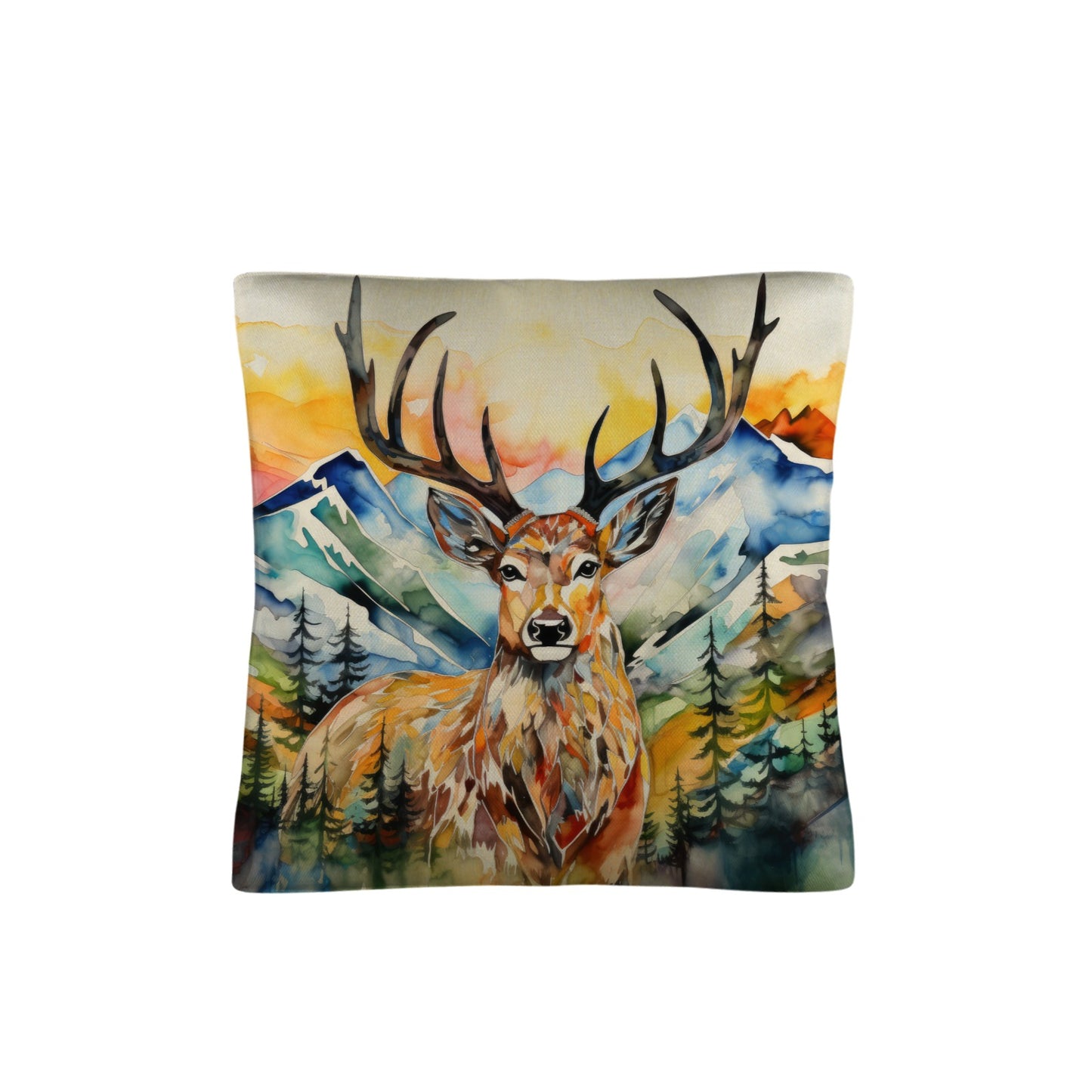 Watercolor Buck Hunting Pillow Case Made In America