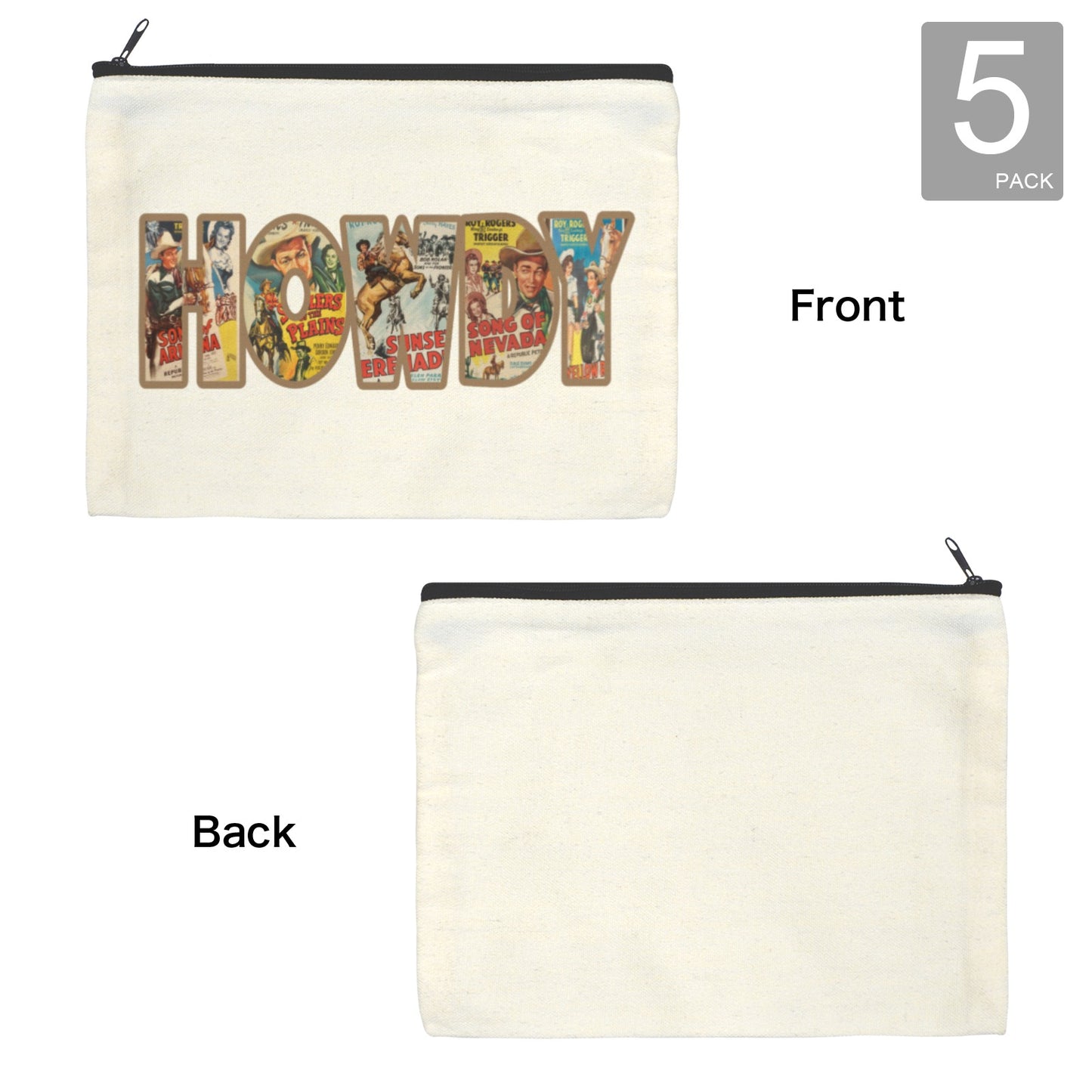 Vintag Howdy Cosmetic Bag Pack of 5 Made in America