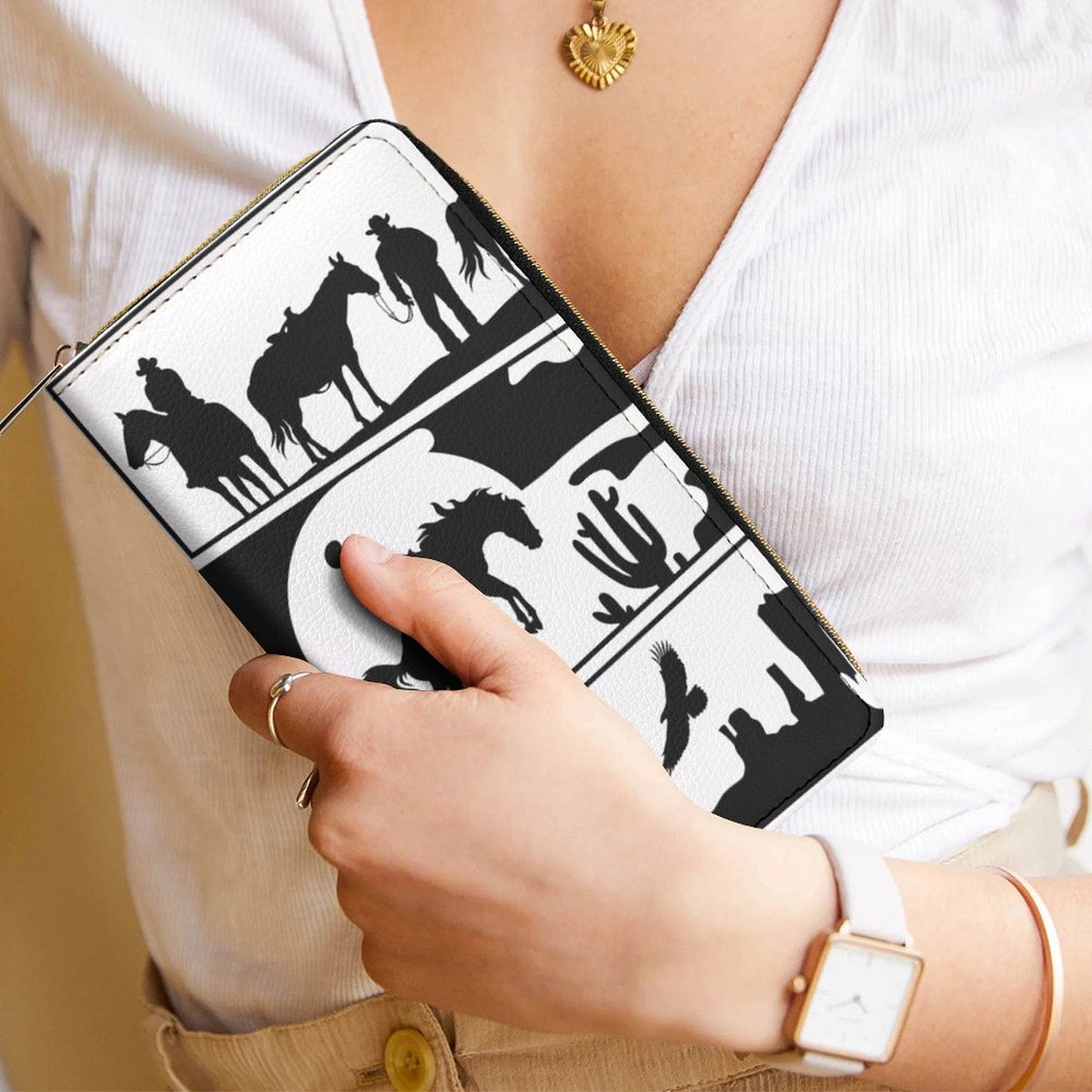 Black White Cowboy Scene Wallet