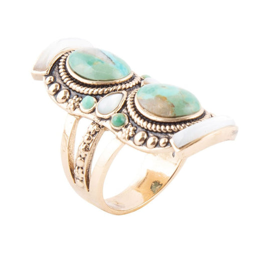 Double Up Turquoise and Mother of Pearl Ring