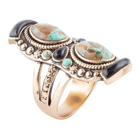 Double Up Turquoise and Onyx Ring