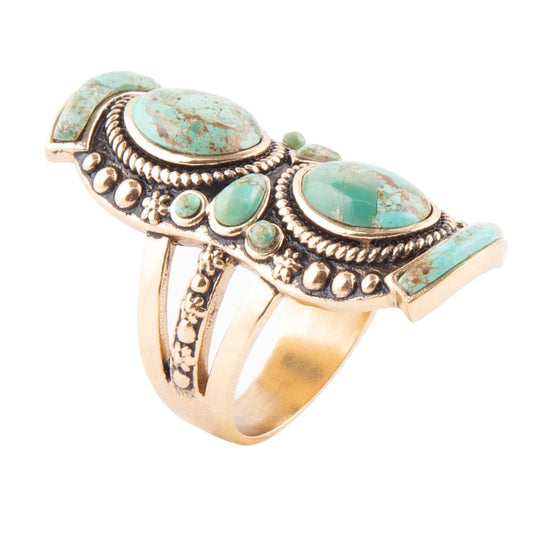 Double Up Turquoise Shield Ring