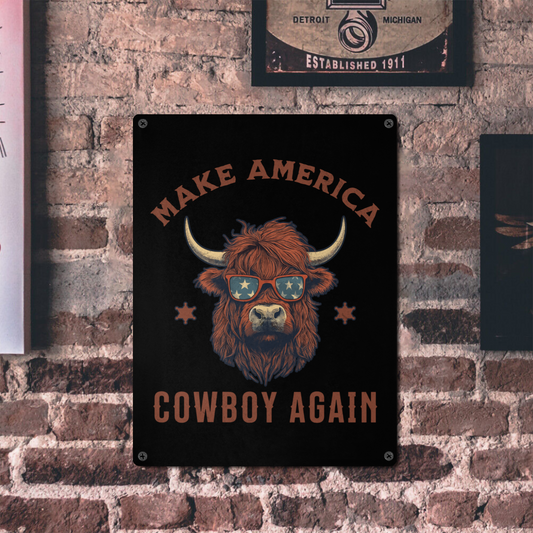 Make America Cowboy Again Metal Sign choice of colors