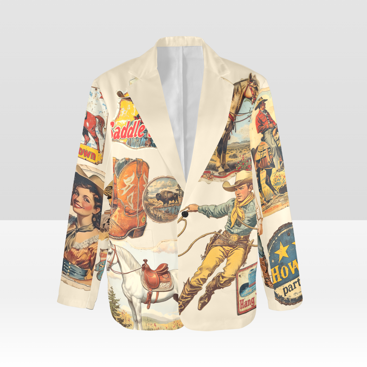 Old West Cowboy Western Cowgirl Vintage Retro Women's Blazer