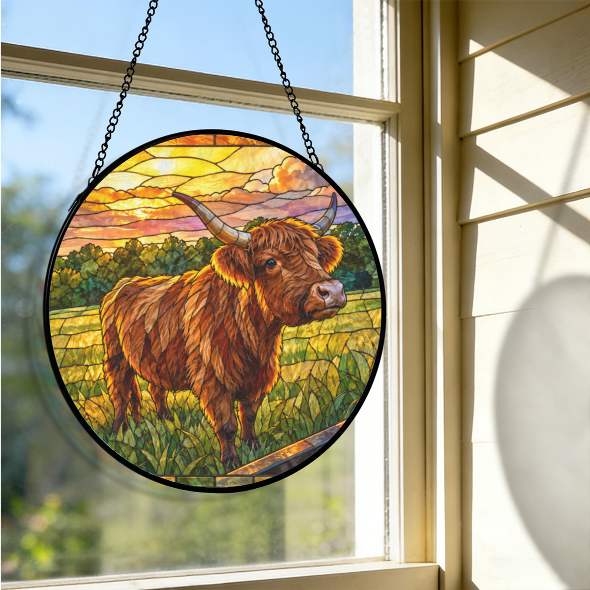 Baha Ranch Customizable Personalized Stained Glass Suncatcher 9.8" x 9.8" - Create Your Own Made in America