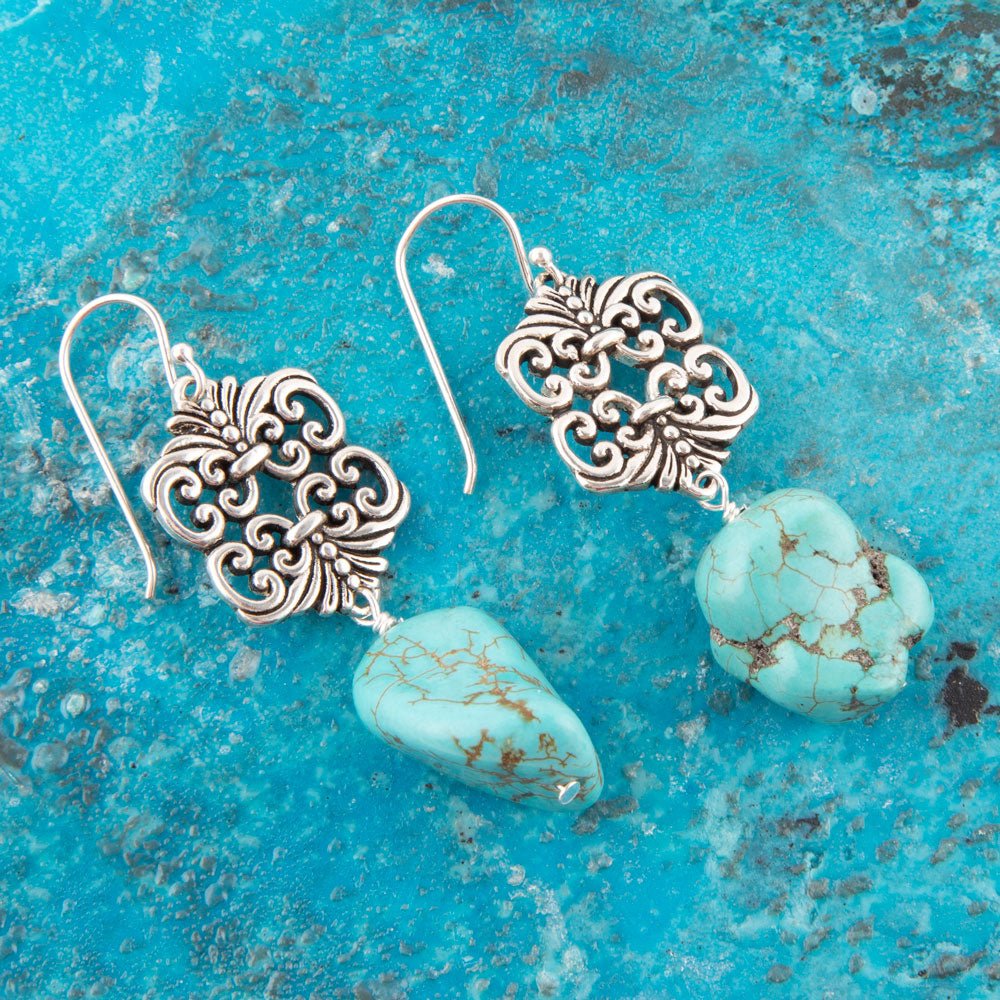 Barse Jewelry Durango Lace Turquoise Drop Earring