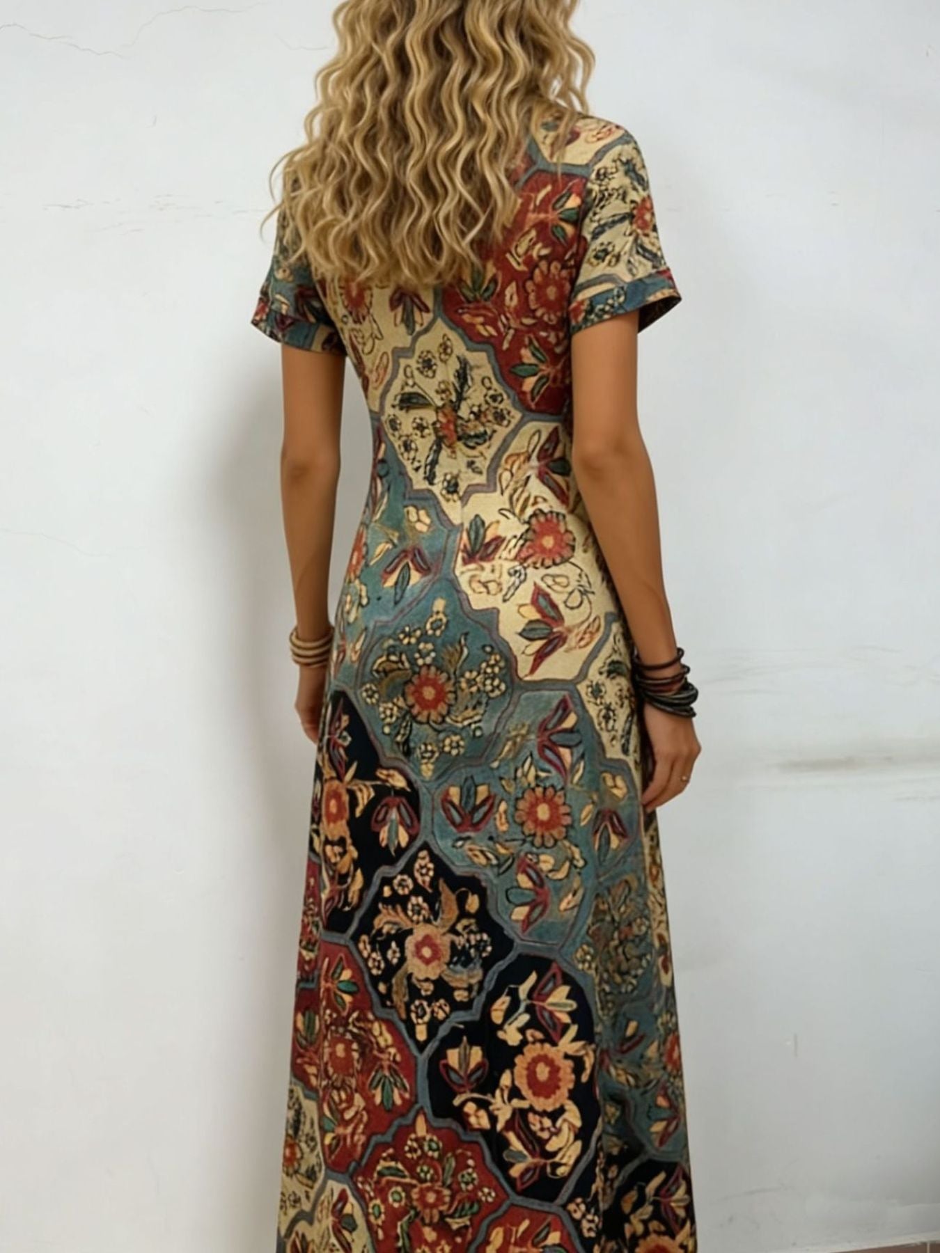 Bohemian Western Short Sleeve Midi Dress | Baha Ranch Western Wear Bohemian Western Short Sleeve Midi Dress | Baha Ranch Western Wear