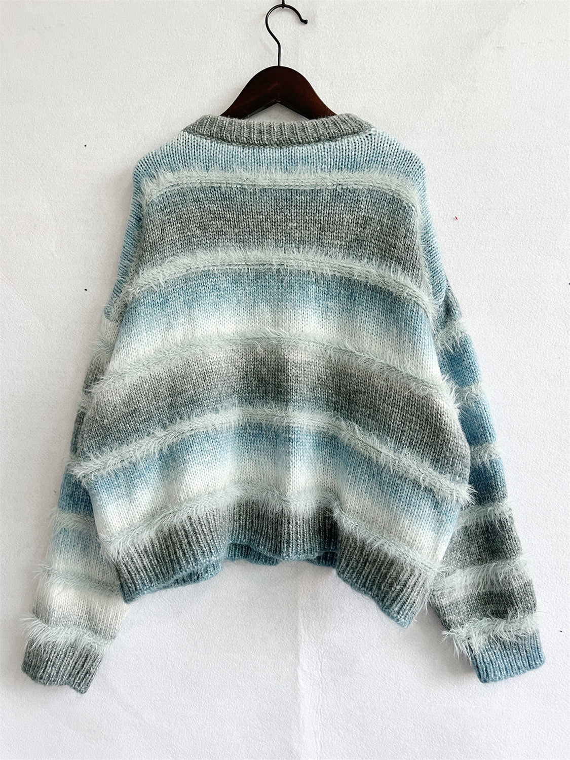 Striped Round Neck Long Sleeve Sweater choice of colors