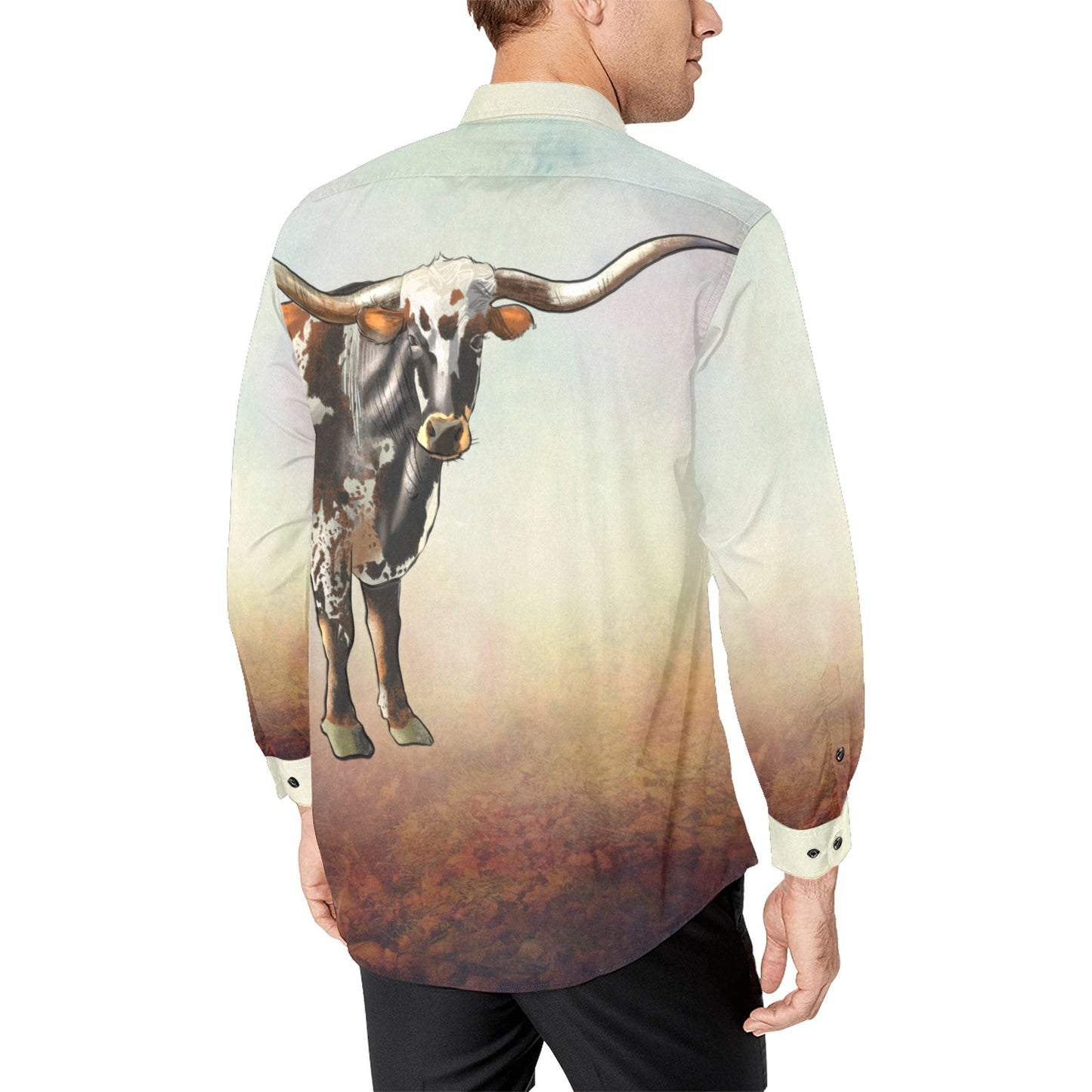 Longhorn Bull Western Button Up Shirt