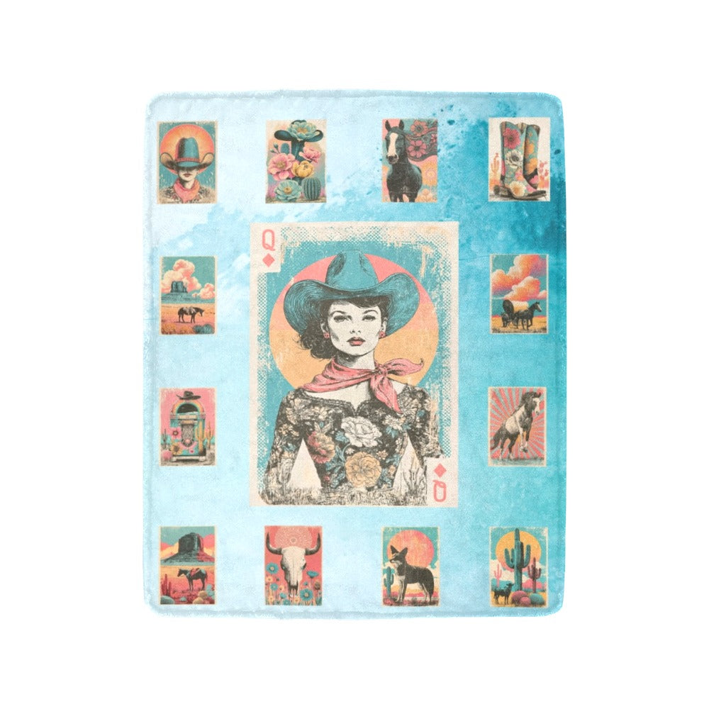 Baha Ranch Cowgirl Queen Blanket Ultra-Soft Micro Fleece Blanket 40" x  50" Made in America