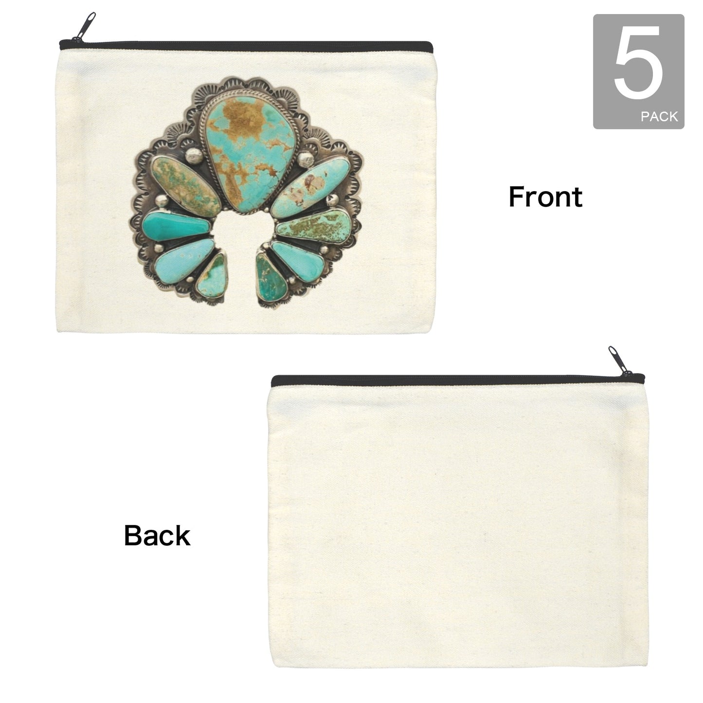 Baha Ranch Turquoise Naja Cosmetic Bag Pack of 5 Made in America