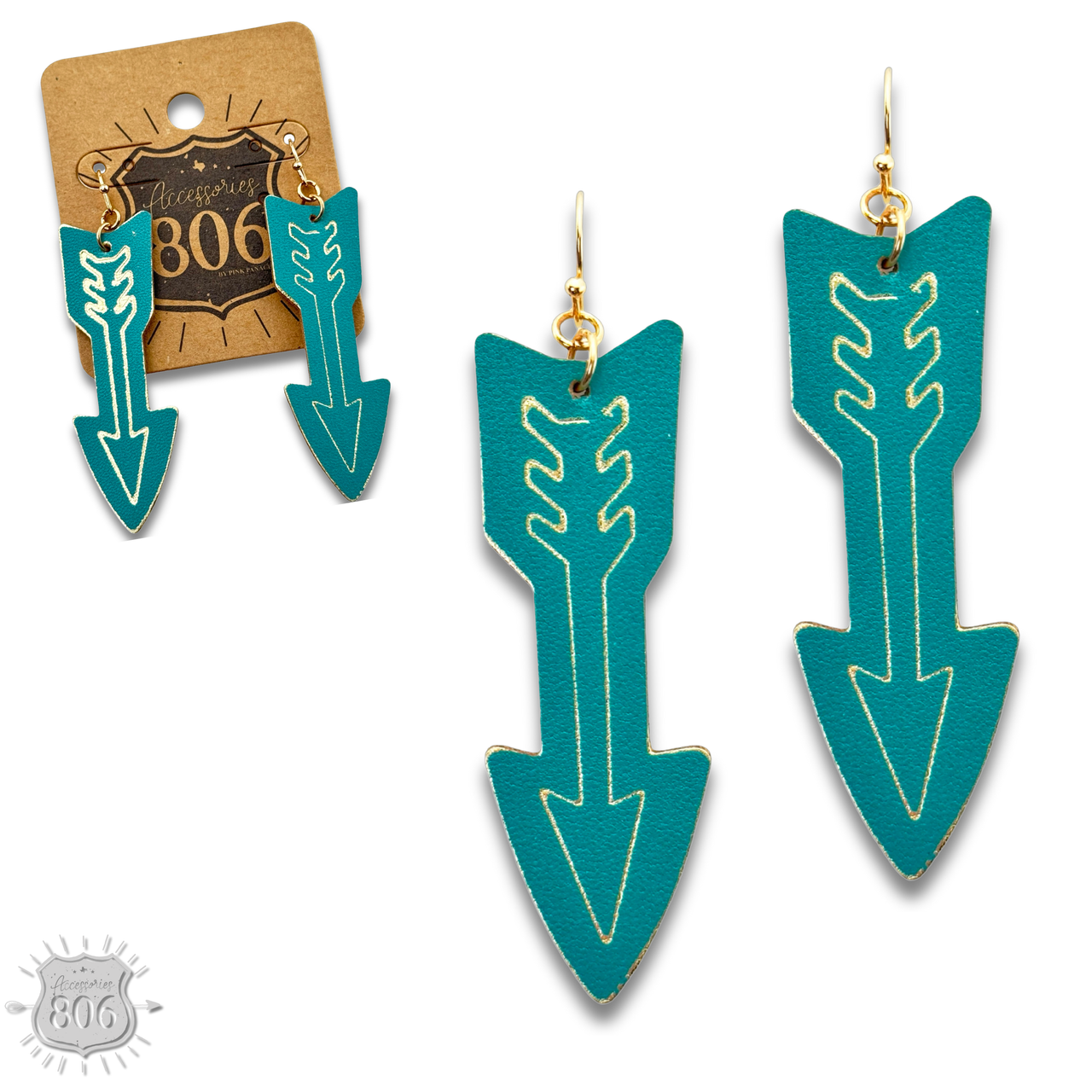 Pink Panache Embossed leather arrow earring - LC