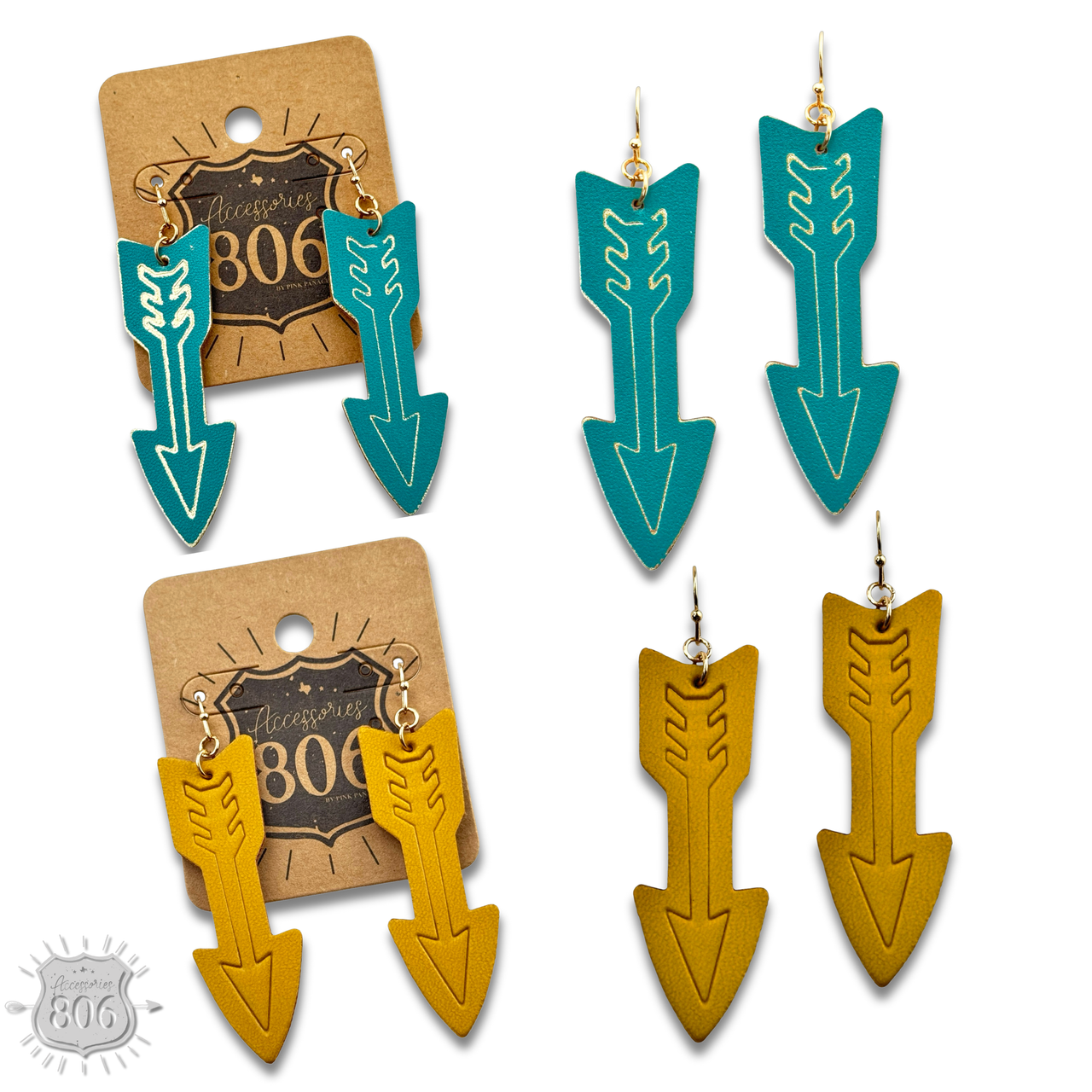 Pink Panache Embossed leather arrow earring - LC