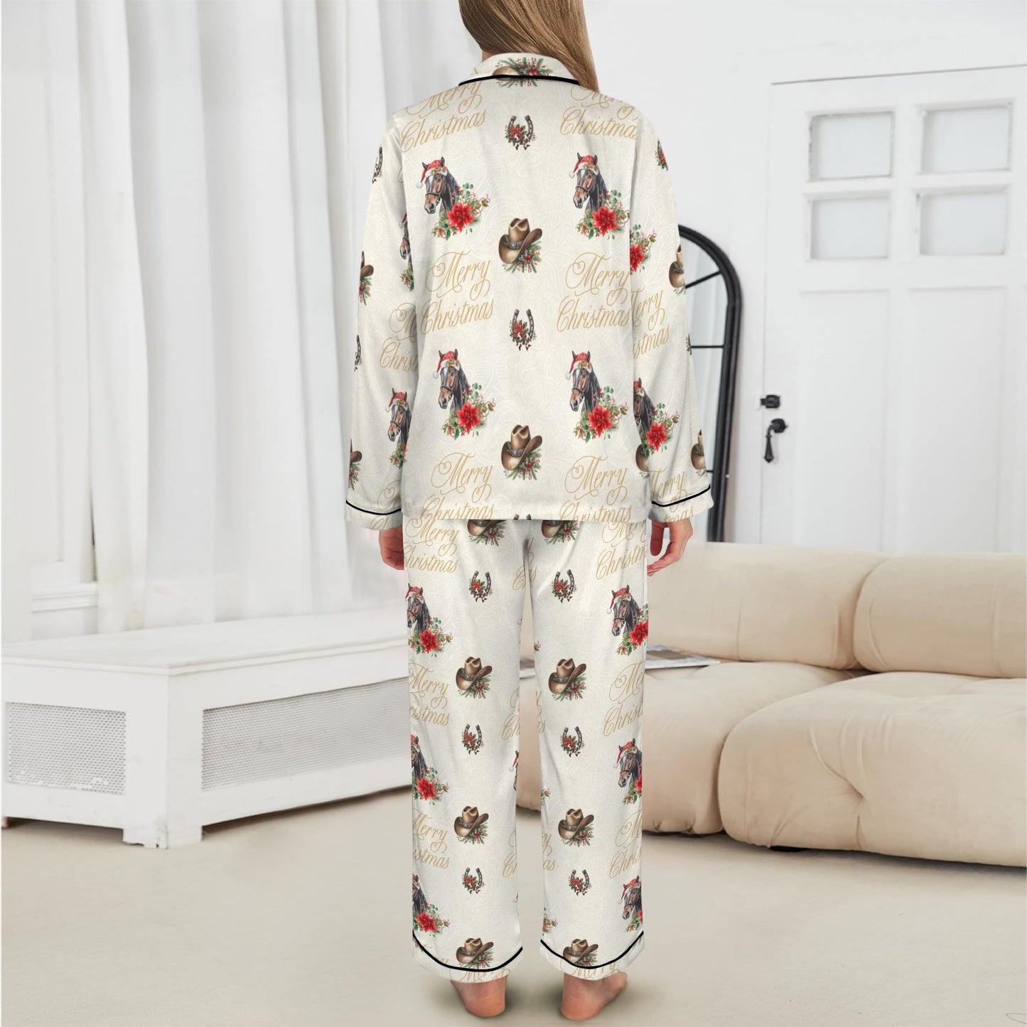 Christmas Horses Satin Western Pajamas