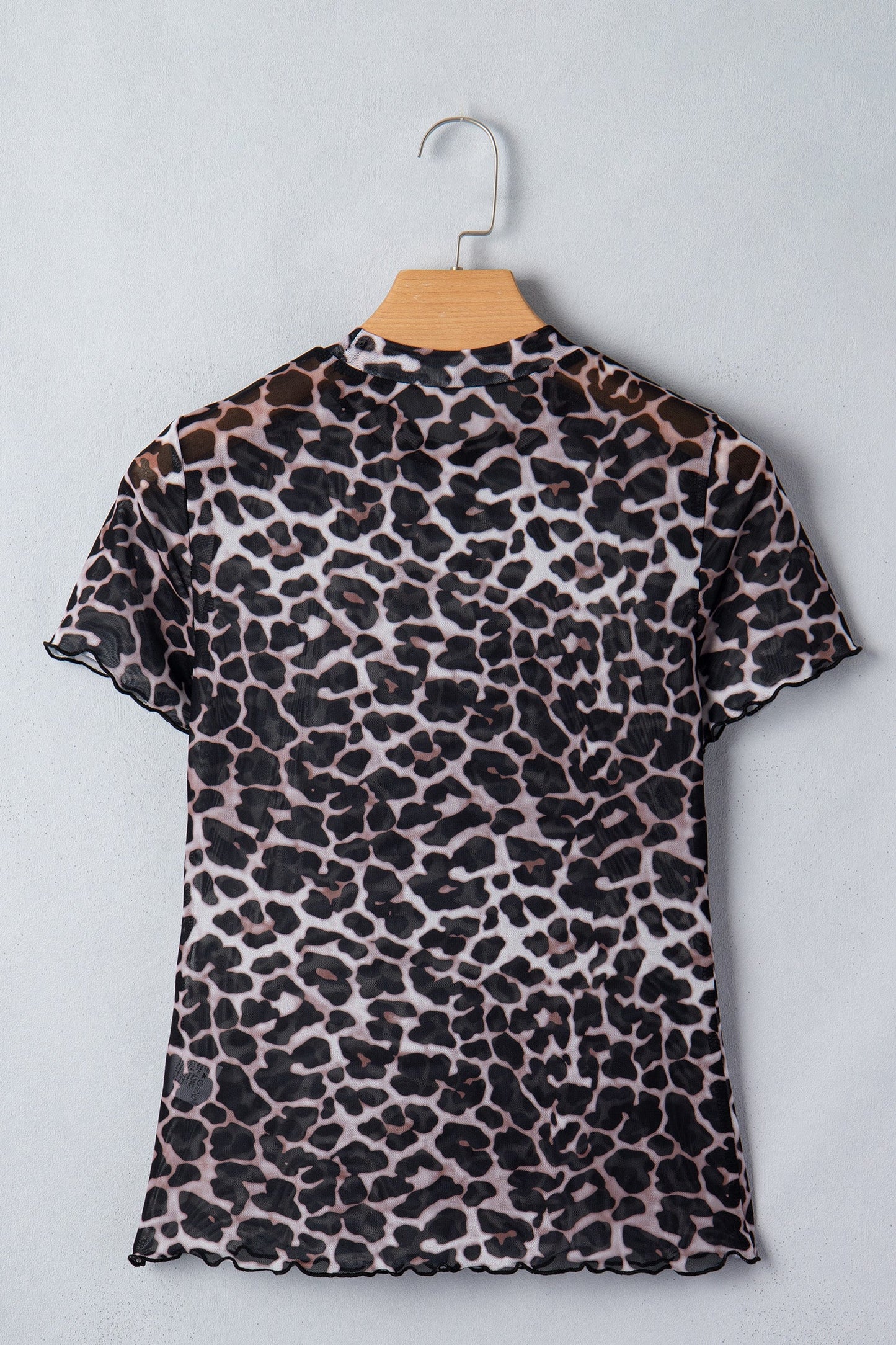 Leopard Sheer Mesh Short Sleeve Top