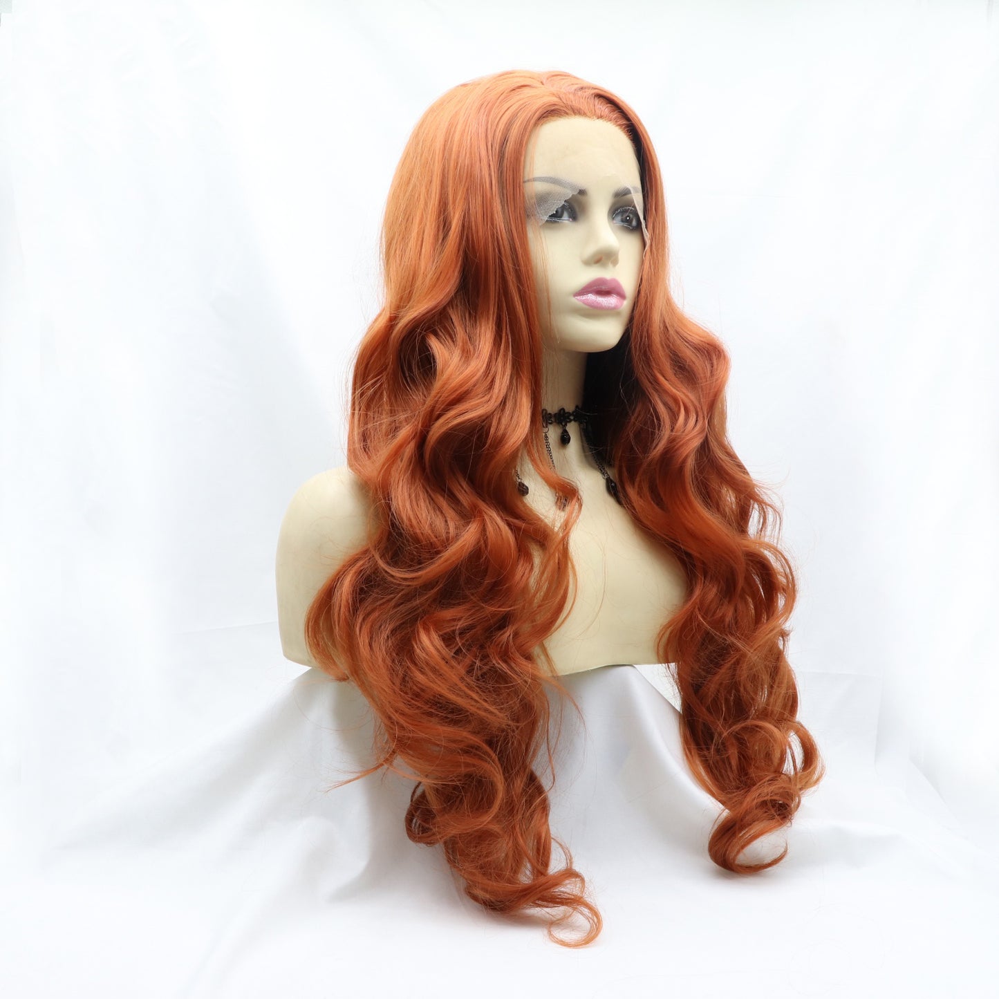 Long Red Wig 13*3" Lace Front Wigs Synthetic Long Wavy 24" 130% Density