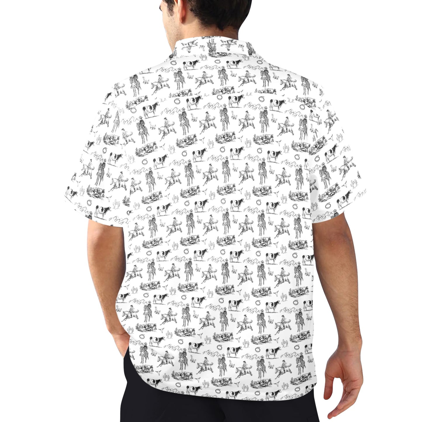 Baha Ranch Ranch Life in White Hawaiian Shirt Made in America