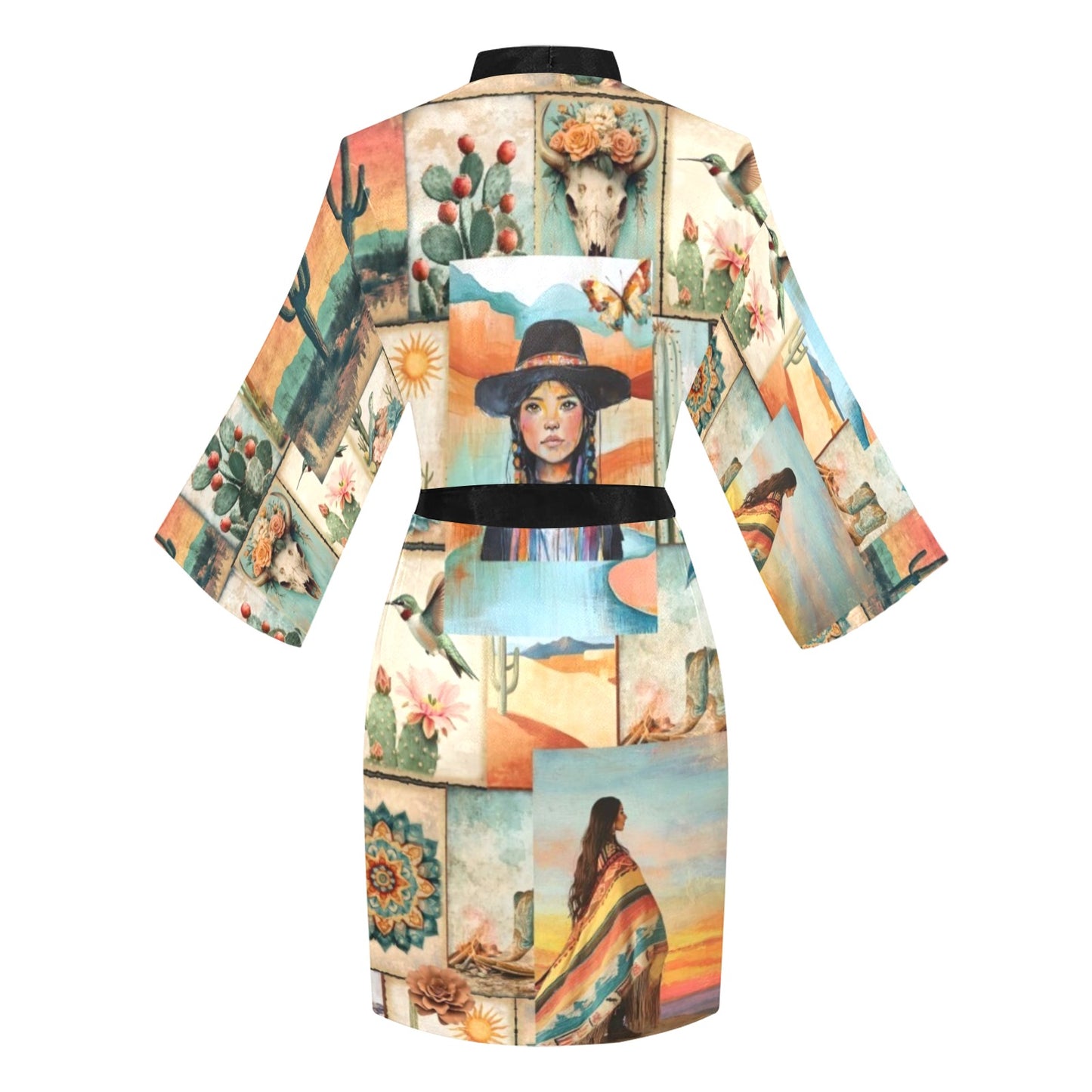 Colores de Mexico Pictures of the Southwest Satin Kimono Sleeve Robe