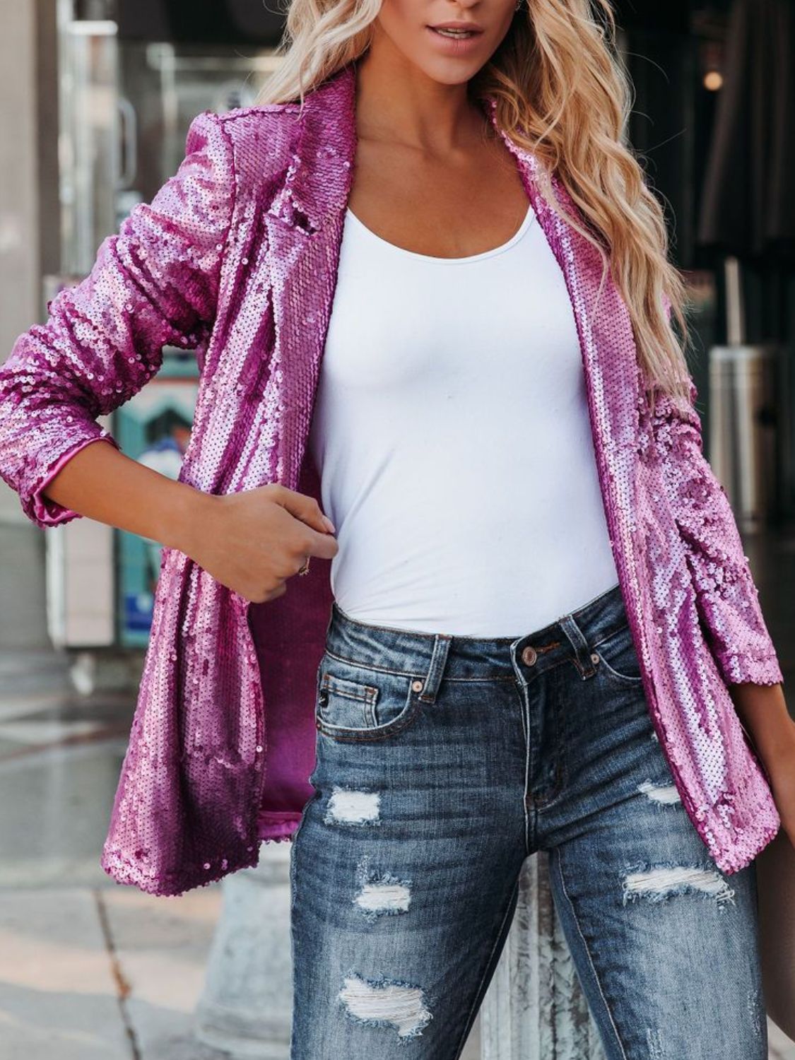 Sequin Long Sleeve Blazer choice of colors