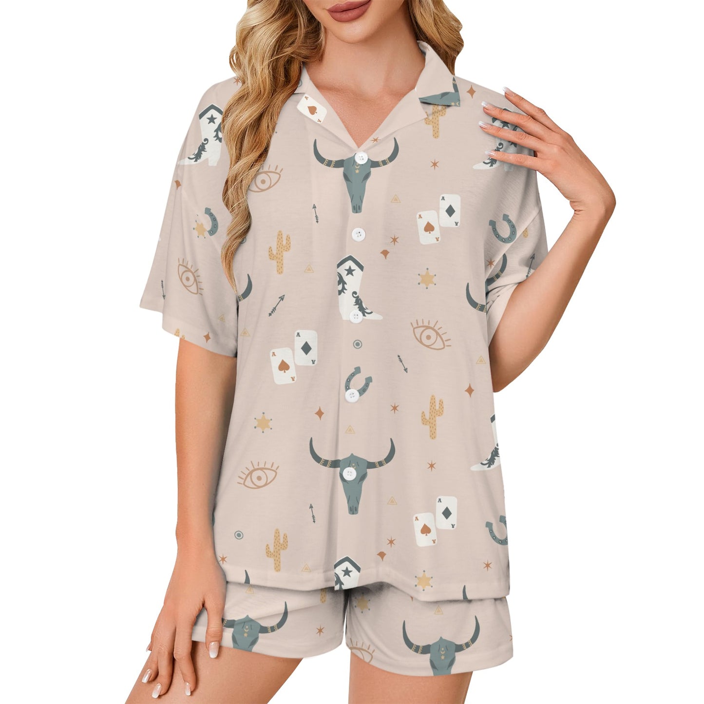 Baha Ranch Bulls & Boots Women's Pajama Set Made in America