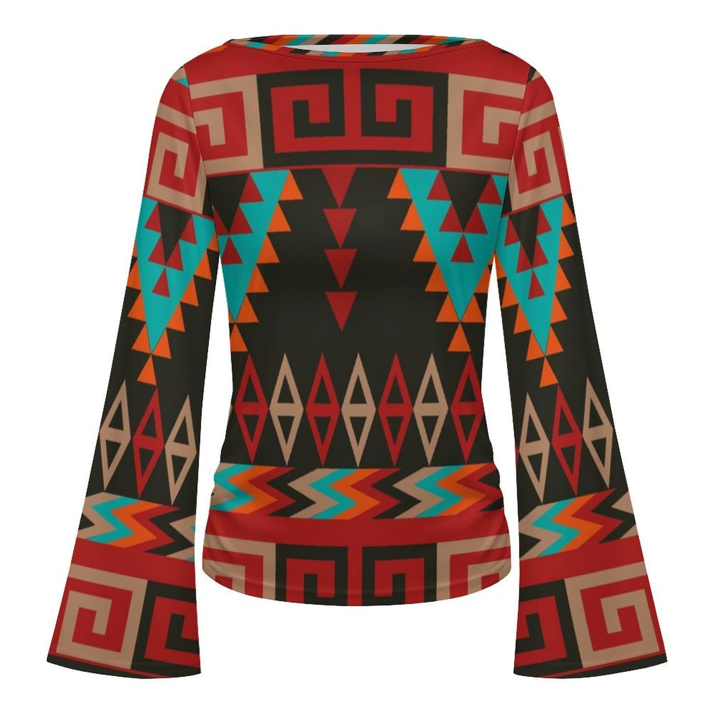 Baha Ranch Aztec Flare Sleeve Top