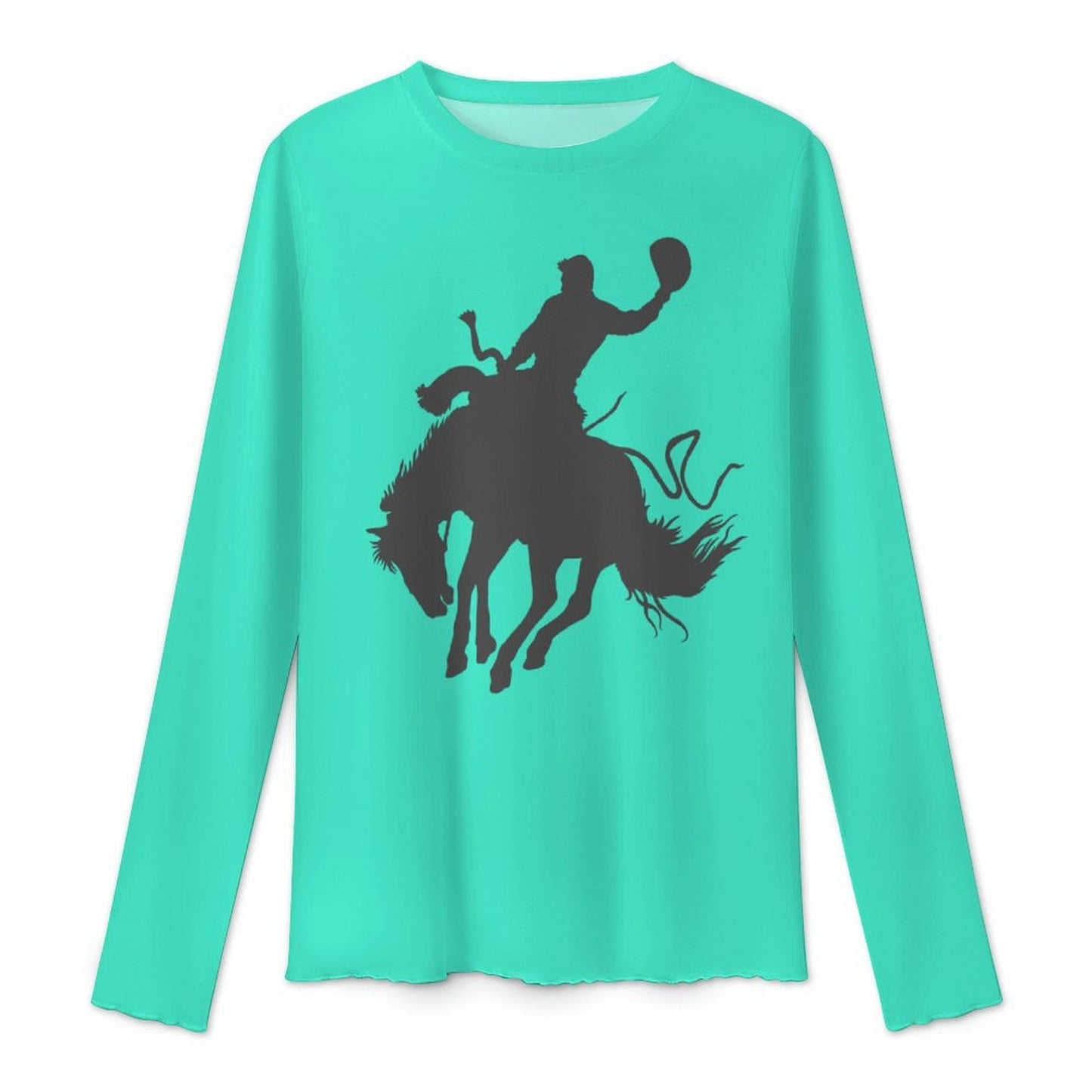 Baha Ranch Aqua Rodeo Bronc Long Sleeve Mesh Top