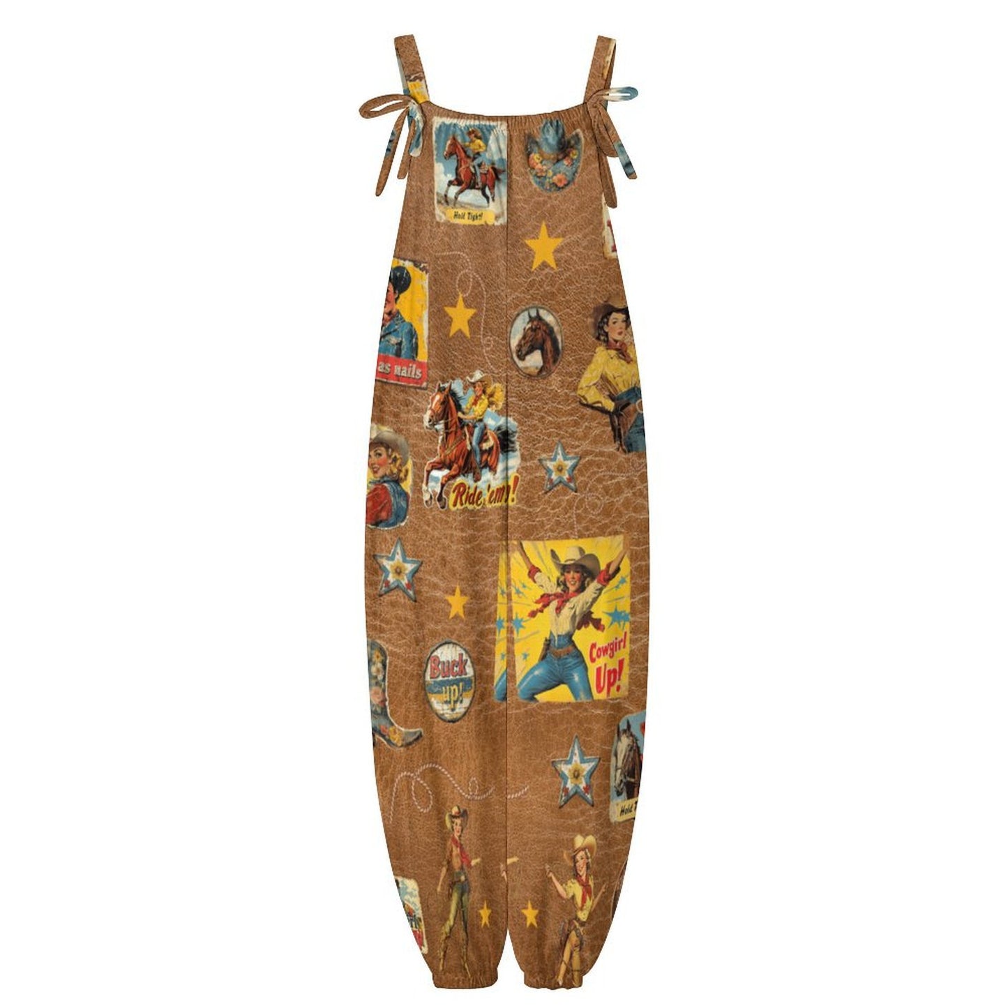 Vintage Cowgirl Collage Relaxed Fit Jumpsuit