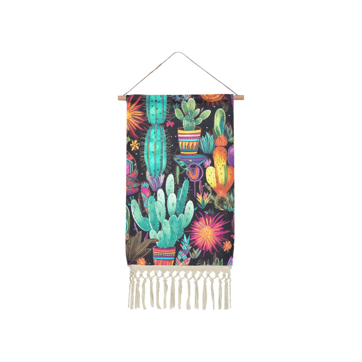 Baha Ranch Cactus Wall Hanging Linen Poster Made in America