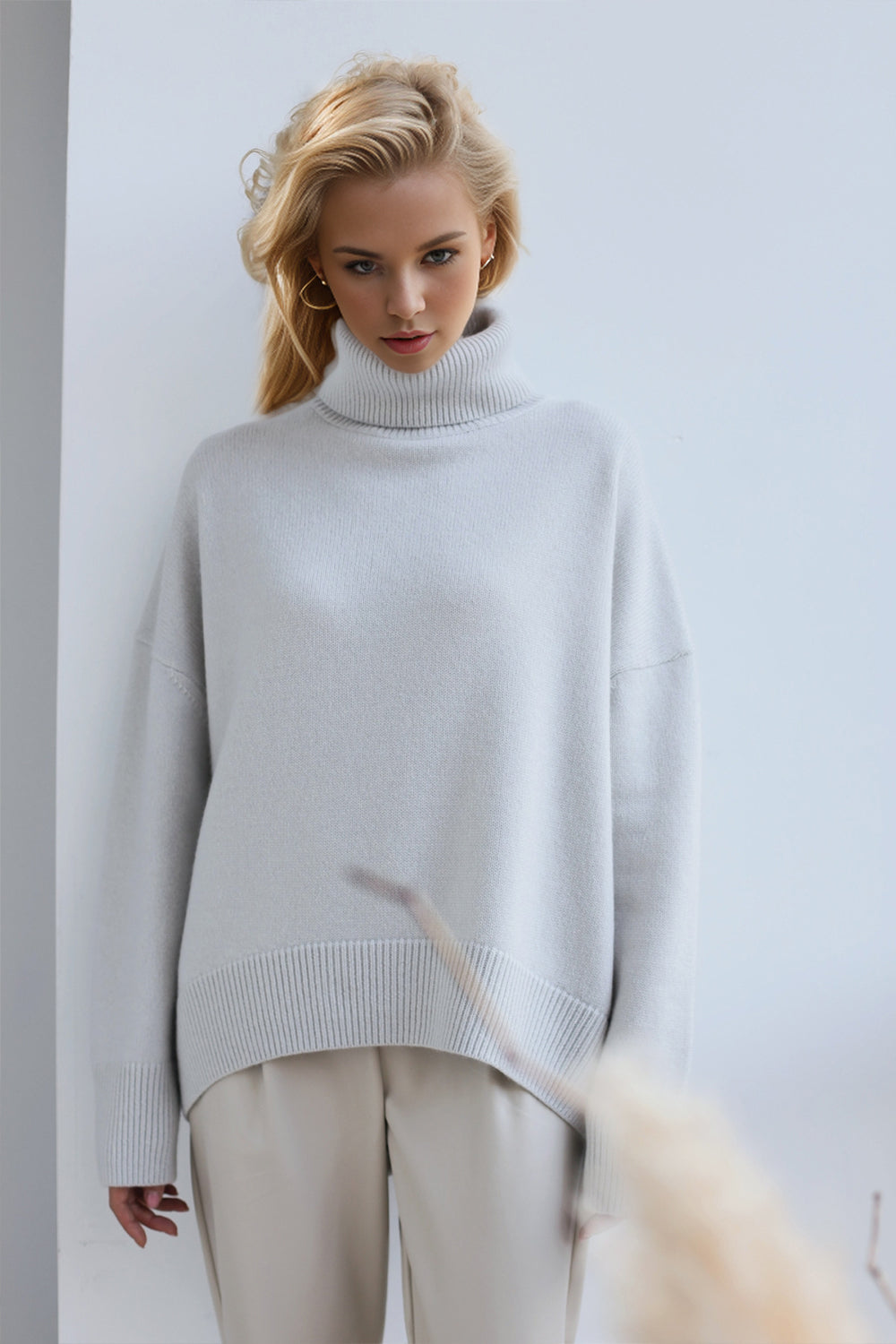 Basic Bae Turtleneck Dropped Shoulder Long Sleeve Sweater choice of colors