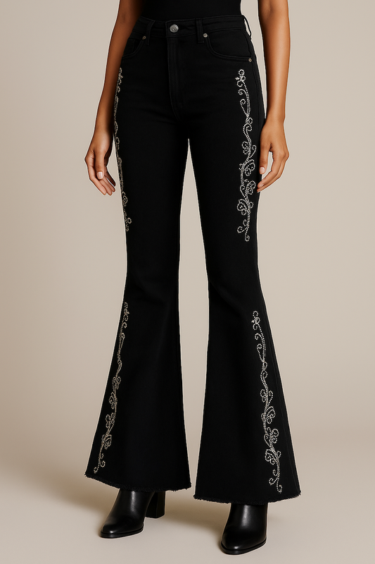 GJG Midnight Rodeo Rhinestone Flare Jeans – Made in the USA