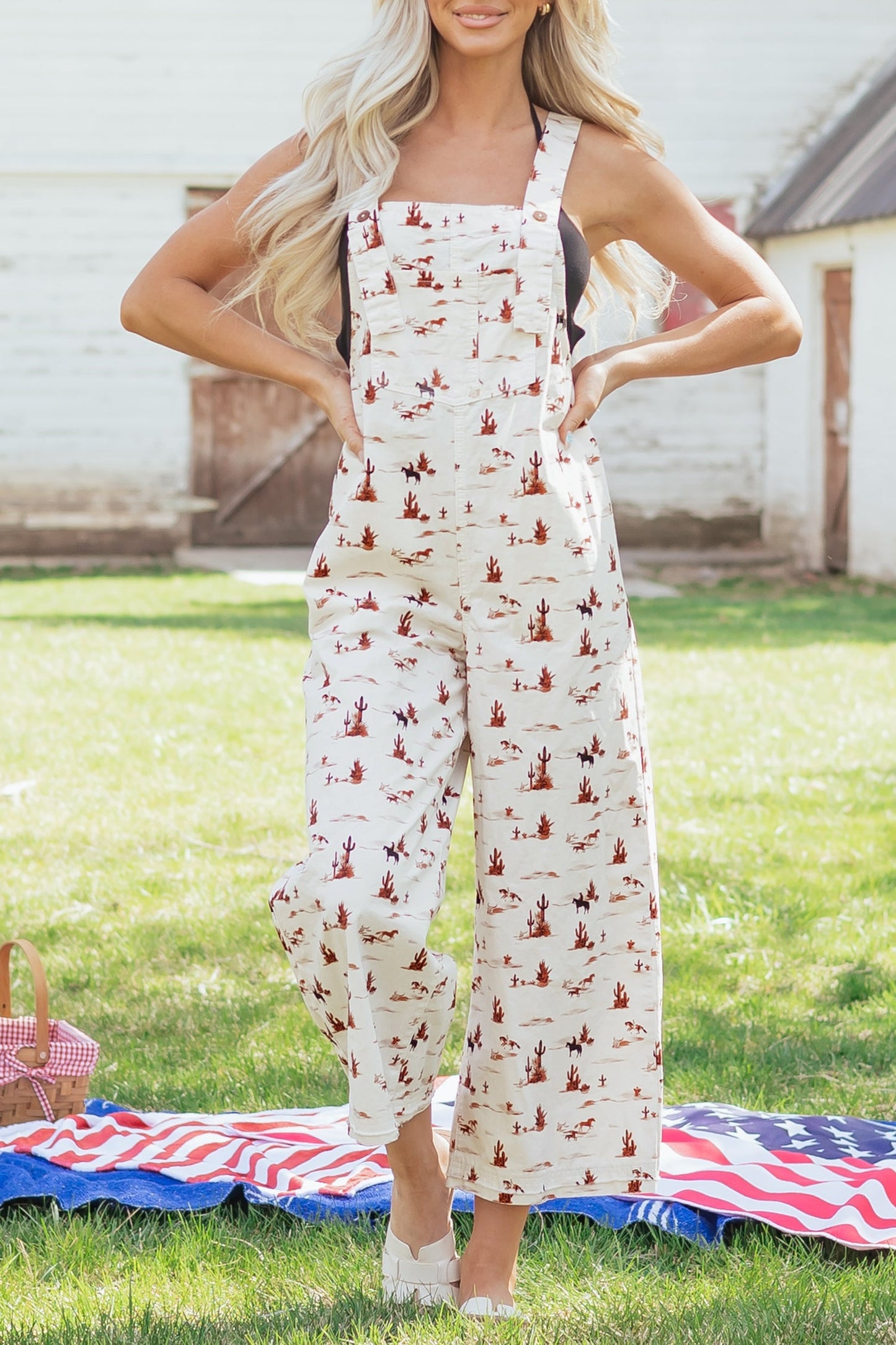 Western Adjustable Buttoned Strap Dungaree Jumpsuit
