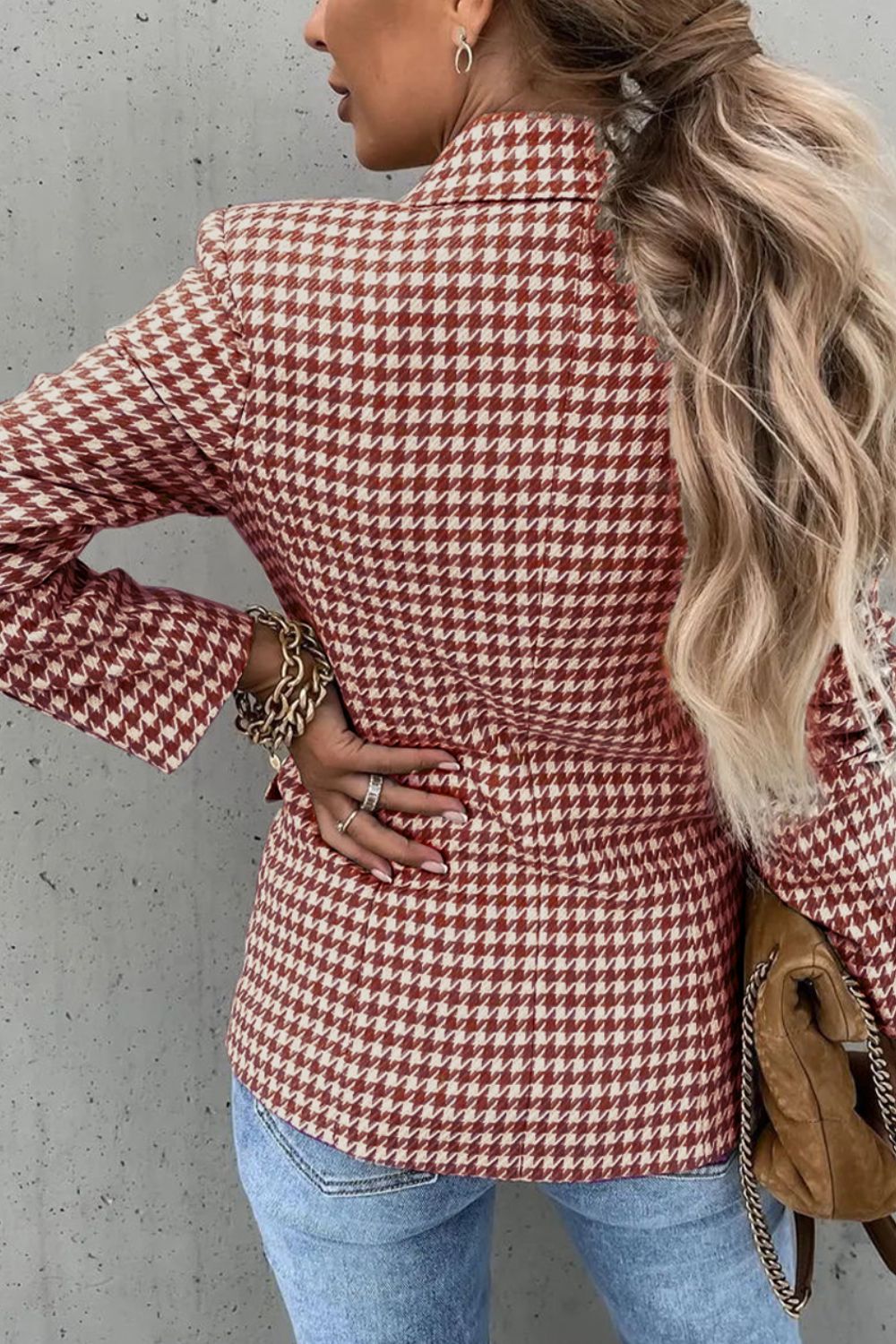 Houndstooth Double Breasted Blazer