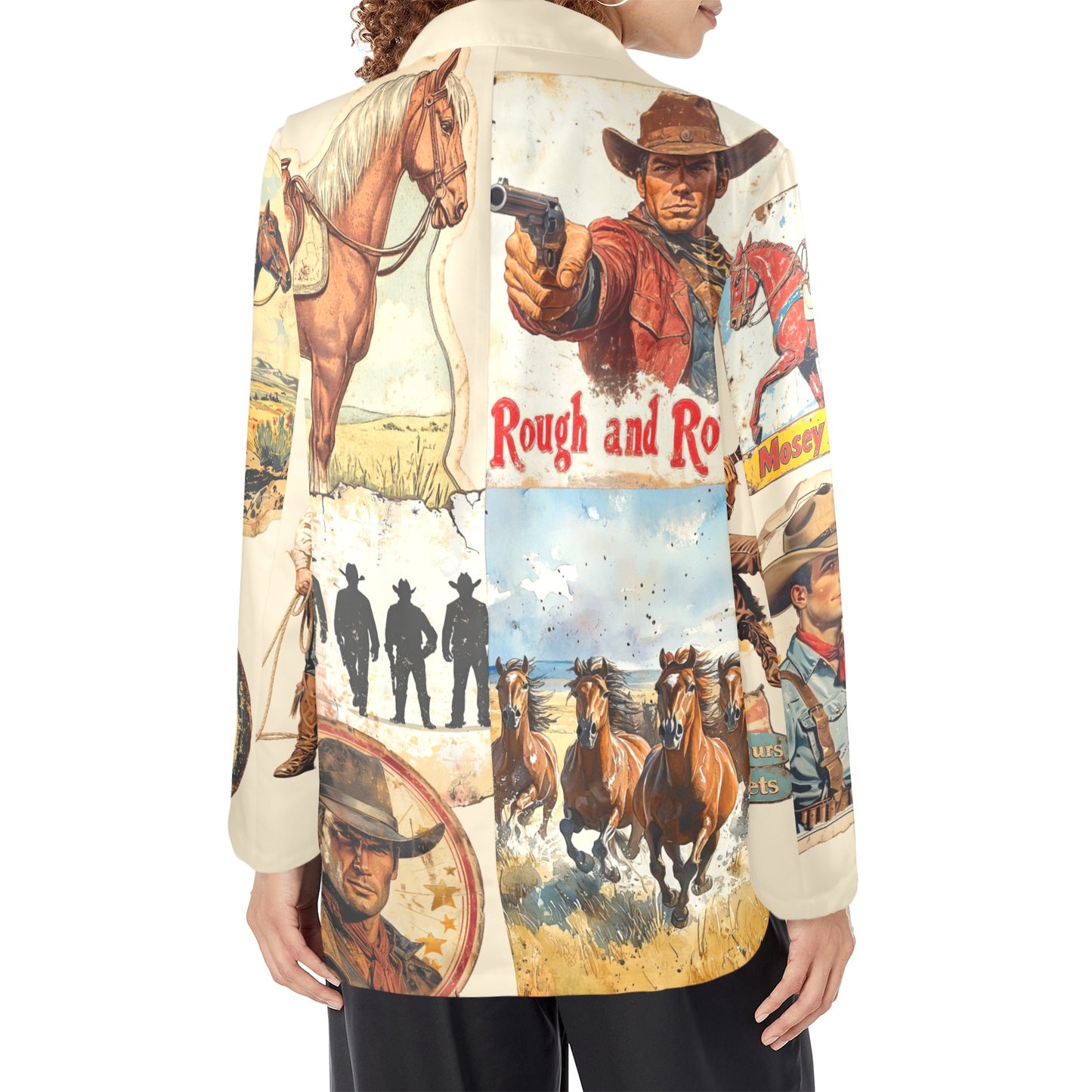 Old West Cowboy Western Cowgirl Vintage Retro Women's Blazer