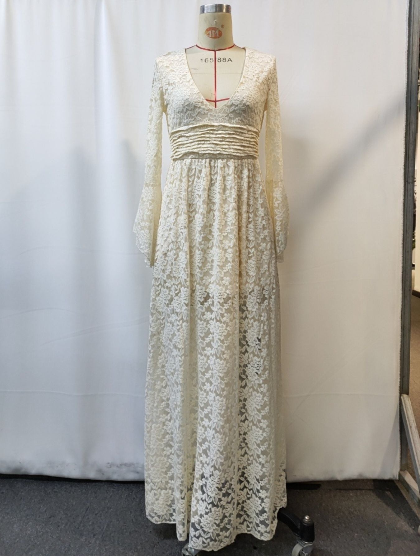 Sheridan Lace Deep V-Neck Maxi Dress
