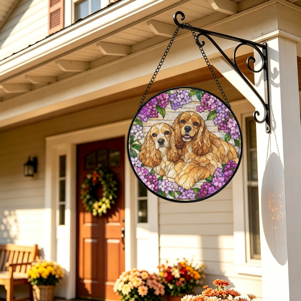 Baha Ranch Customizable Personalized Stained Glass Suncatcher 9.8" x 9.8" - Create Your Own Made in America
