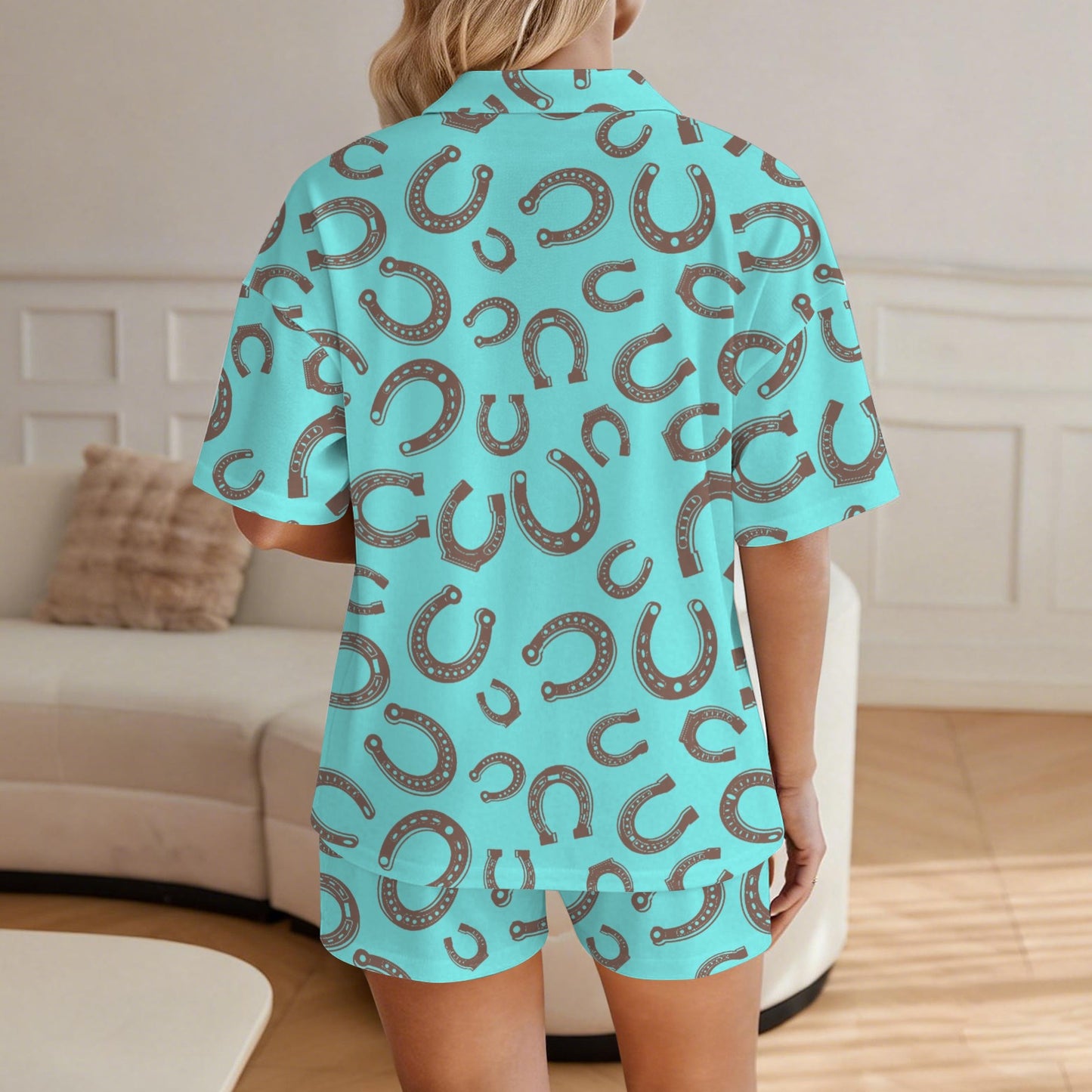 Baha Ranch Turquoise Horseshoe Women's Pajama Set Made in America